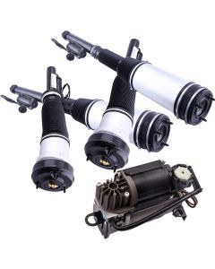 Front Rear Air Suspension Shock + Air compressor pump compatible for Mercedes S-Class W220