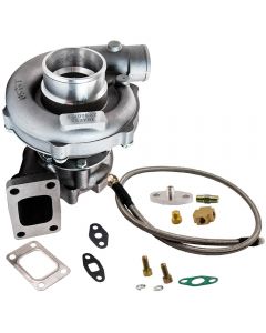 T04E T3/T4 A/R TRIM 5-Bolt 400+HP Stage III Turbo Charger+Oil Feed Line