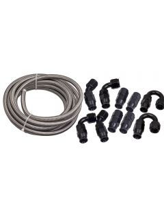 AN-8 AN8 Stainless Steel Fuel Line 20FT Fitting Hose End Ethanol Swivel Kit