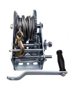 2500lb 32inch Hand Crank Cable Winch Dual Gear ATV Boat Trailer Manual Heavy Duty